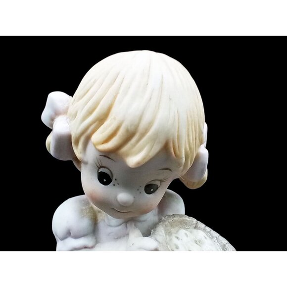 Homco Farm Girl Feeding Duck Porcelain Blond Kid Pink Dress Vintage Figure 4" - Picture 4 of 15